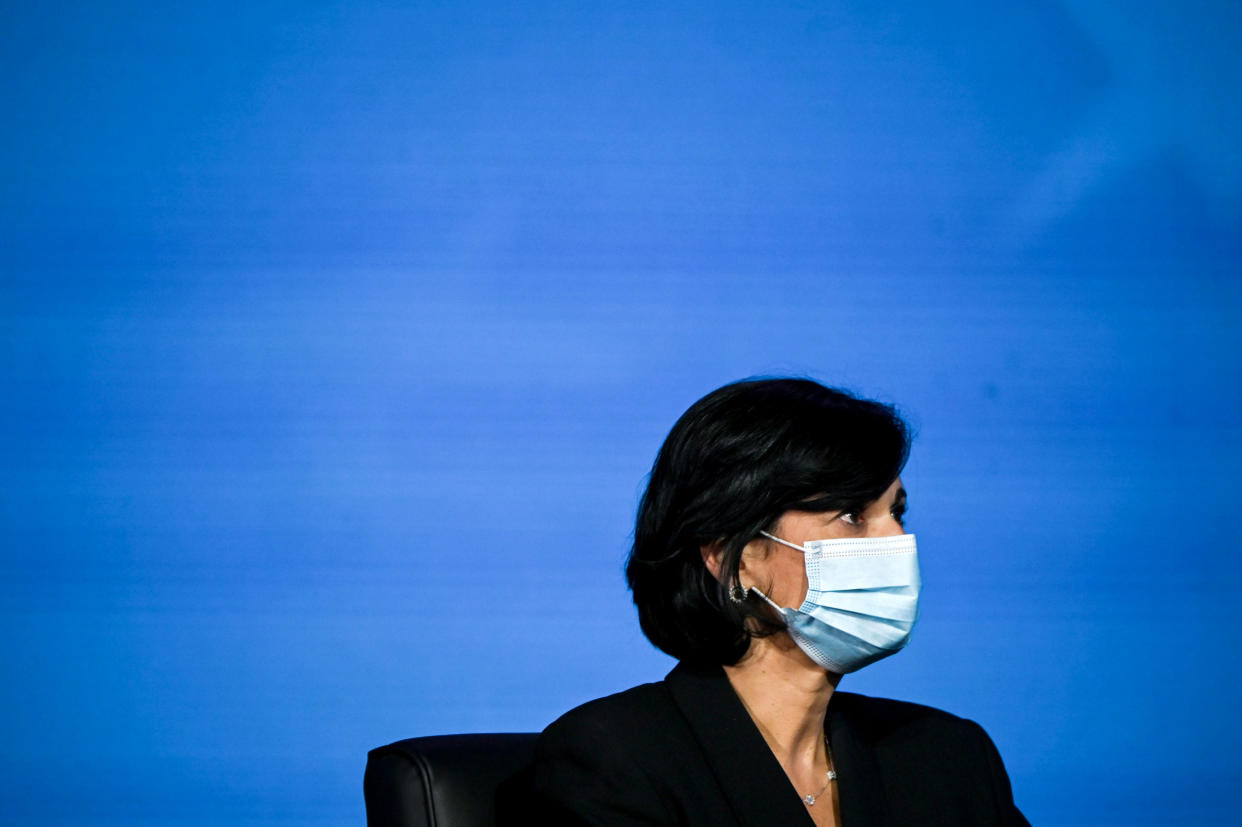 Image: Rochelle Walensky, then a nominee for director of the Centers for Disease Control and Prevention, at a briefing held by then-President-elect Joe Biden in Delaware on Dec. 8, 2020. (Jim Watson / AFP via Getty Images file)