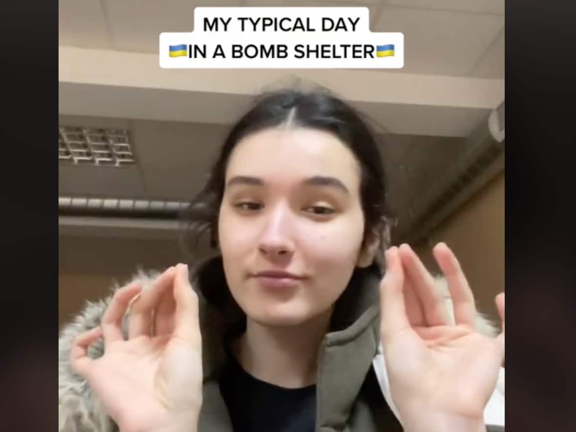 Shortly after Russia invaded Ukraine in February 2022, Valeria Shashenok posted a TikTok reel with a caption reading, 'My Typical Day in a Bomb Shelter.' It has been viewed 51.8 million times. (valerisssh/TikTok - image credit)
