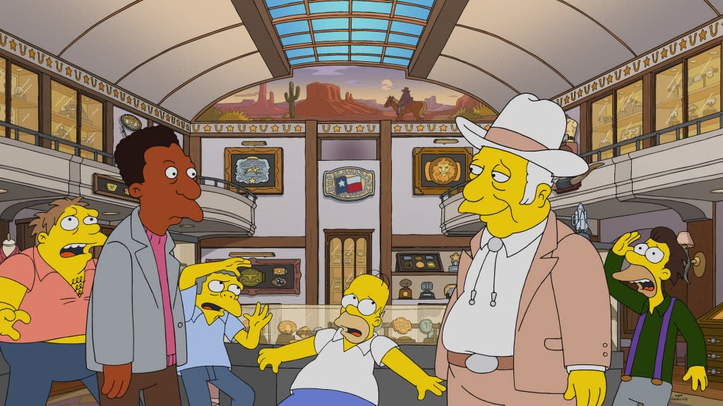 THE SIMPSONS: When Carl is smitten by a beautiful black woman, he looks into the roots of his own identity by discovering the origins of a mysterious rodeo buckle in the "Carl Carlson Rides Again" episode of THE SIMPSONS airing Sunday, Feb 26 (8:00-8:31 PM ET/PT) on FOX. THE SIMPSONS © 2023 by 20th Television.