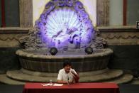 Bolivia's former president Evo Morales attends a news conference in Mexico City