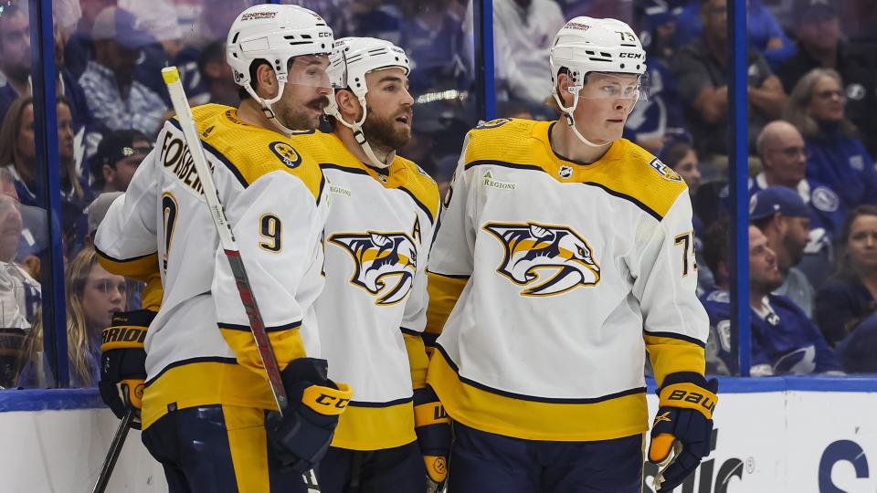 Ryan O'Reilly had an outstanding debut with the Nashville Predators. (Mike Carlson/NHLI via Getty Images)