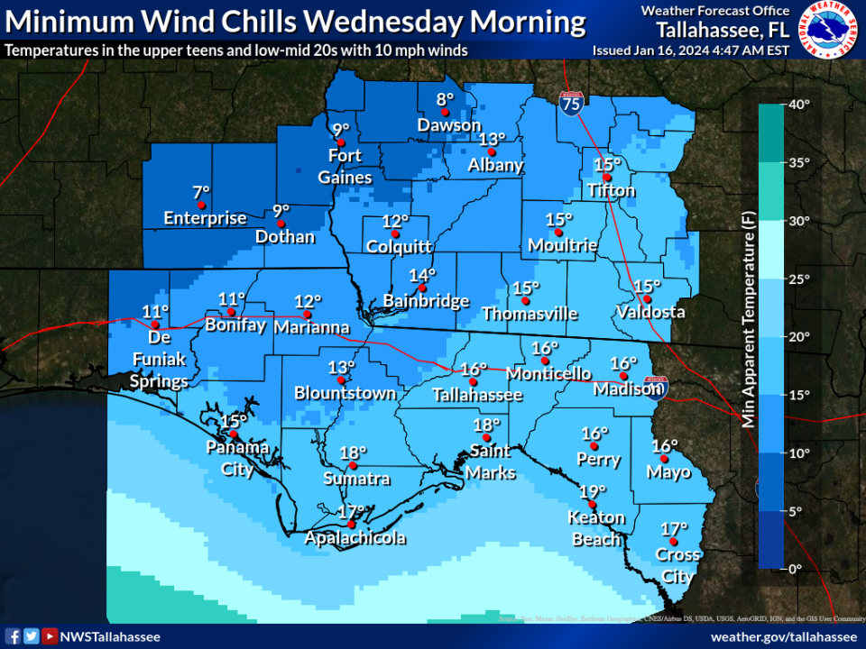 Low temperatures are expected to plunge to the 20s Tuesday night across the entire area, with even lower wind chill values.