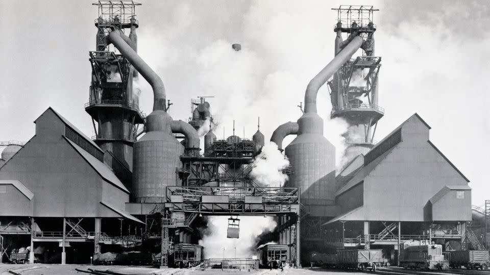 This file photo of the since closed South Chicago Works of US Steel is from when the company was near the height of its economic might in 1956. - Bettmann Archive/Getty Images