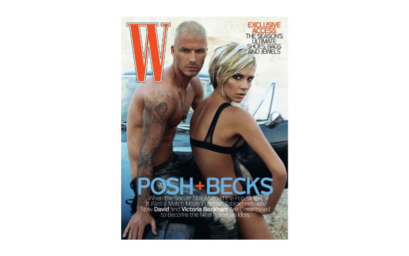 <p>Back in 2007, power couple David and Victoria Beckham looked unrecognisable on the cover of <em>W magazine</em>. While former footballer David posed topless, Victoria wore nothing but lingerie. <em>[Photo: W magazine]</em> </p>