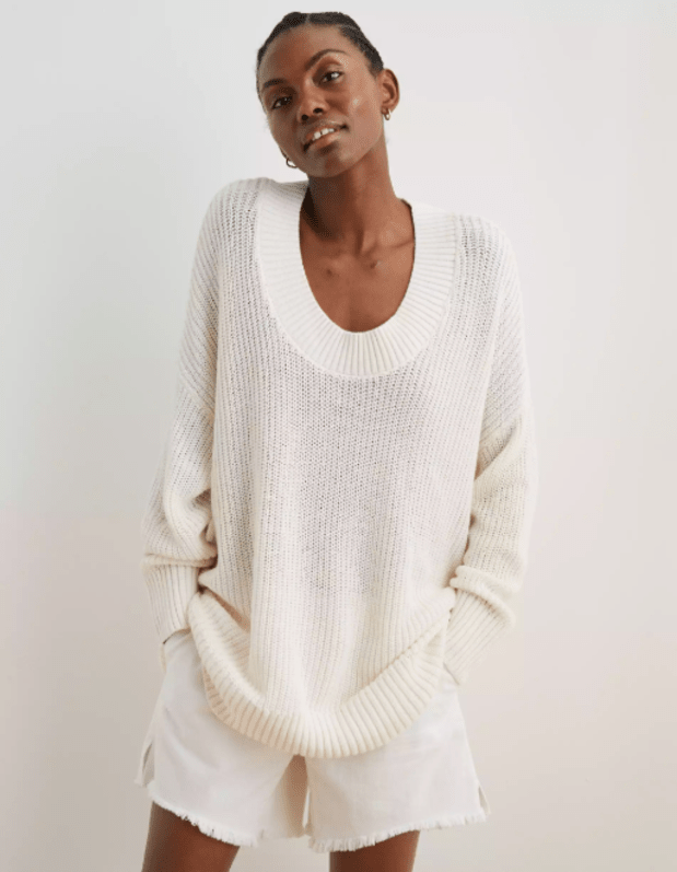 <p>Aerie Open Knit Oversized Sweater, $29.97 (from $49.95), <a href="https://rstyle.me/+IWzNwMdIn5Mm7KZ4jSL-7g" rel="nofollow noopener" target="_blank" data-ylk="slk:available here;elm:context_link;itc:0;sec:content-canvas" class="link ">available here</a></p>