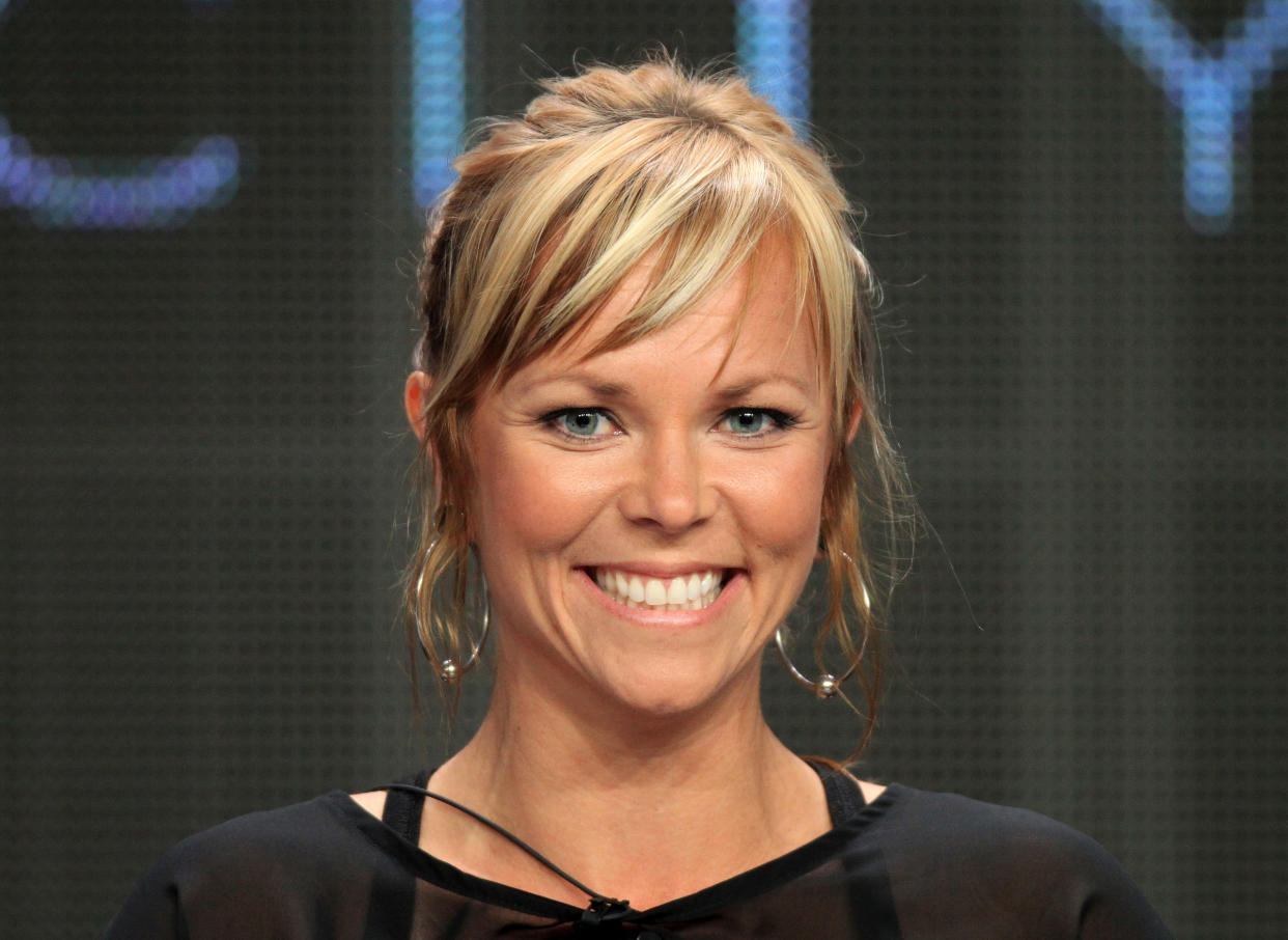 BEVERLY HILLS, CA - AUGUST 02:  Co-host Jessi Combs speaks at the 'Overhaulin' discussion panel during the Discovery Networks/Velocity portion of the 2012 Summer Television Critics Association tour at the Beverly Hilton Hotel on August 2, 2012 in Los Angeles, California.  (Photo by Frederick M. Brown/Getty Images)