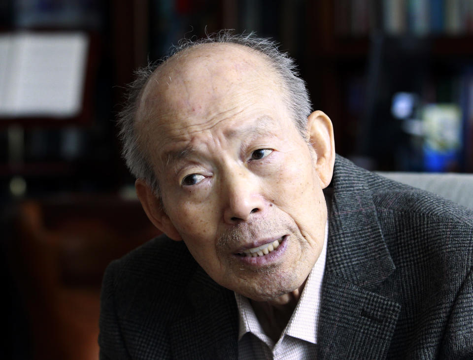 In this Feb. 14. 2014 photo, Kim Se-rin, 84, speaks during an interview at his house in Bucheon, South Korea. As Kim waits to travel this week, to North Korea to reunite with his sister he hasn't seen in six decades, he tries to balance his excitement with a large dose of nervousness and skepticism.(AP Photo/Ahn Young-joon)