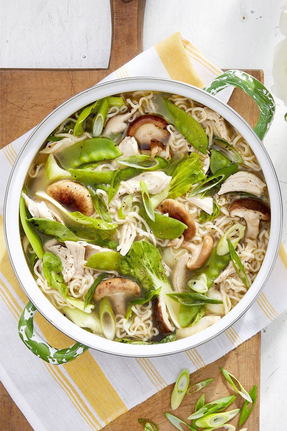 ginger garlic chicken ramen in a dutch oven