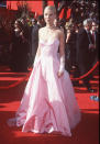 Photo by: Getty Images<br>Gwyneth Paltrow in Ralph Lauren at the Academy Awards (1999)-<br>This pink taffeta princess dress was very atypical for red carpet attire at the time, and some critics complained that the top looked ill-fitting. We think the "Shakespeare in Love" best actress wore one of the prettiest Oscar dresses ever.