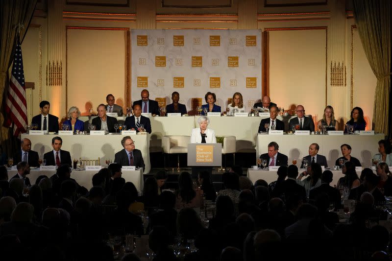 U.S. Treasury Secretary Janet Yellen speaks to the Economic Club of New York in New York