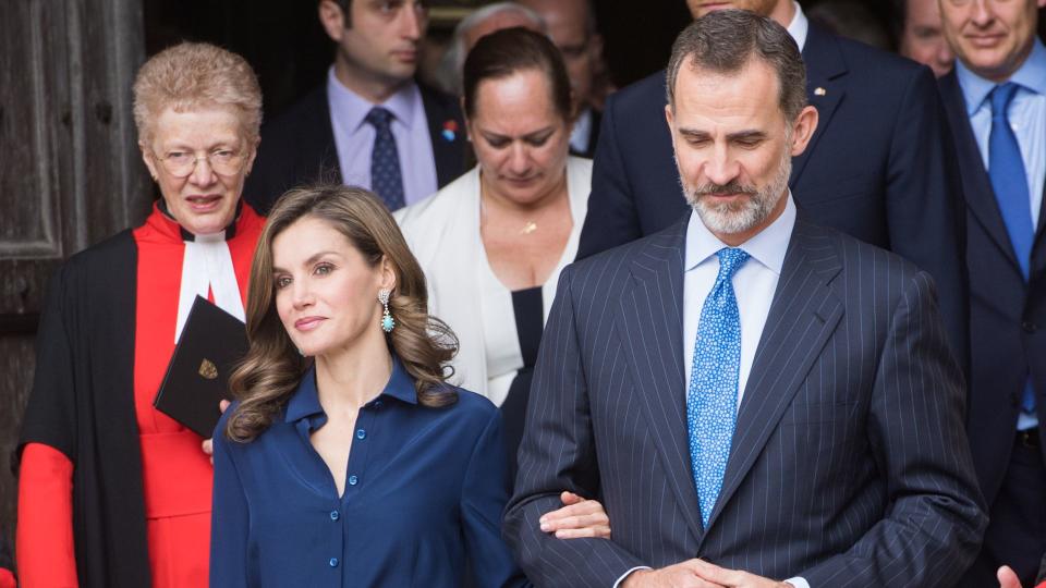 Queen Letizia and King Felipe leaving Westminster Abbey 