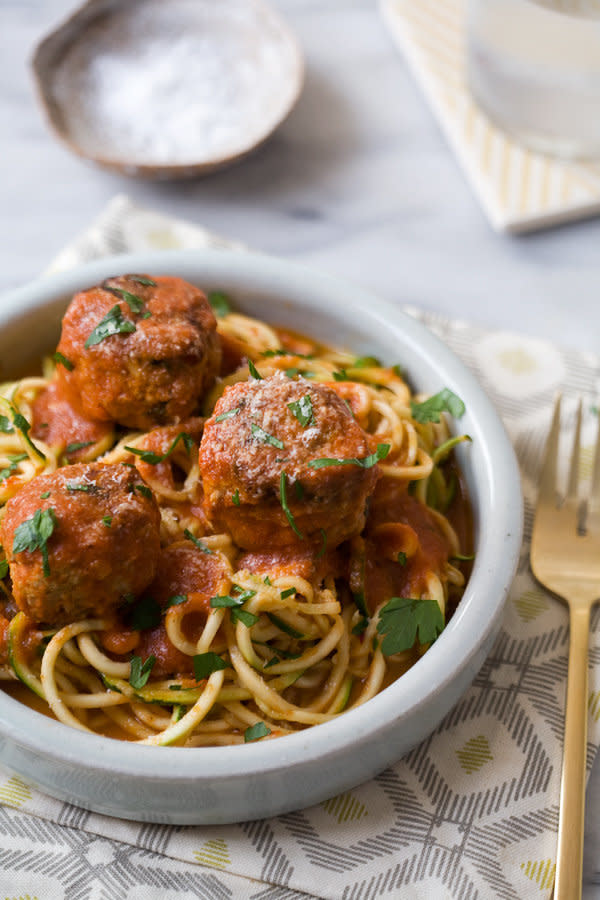 <strong>Get the&nbsp;<a href="http://acozykitchen.com/zucchini-noodles-meatballs/">Zucchini Noodles with Turkey Meatballs recipe</a>&nbsp;from A Cozy Kitchen</strong>