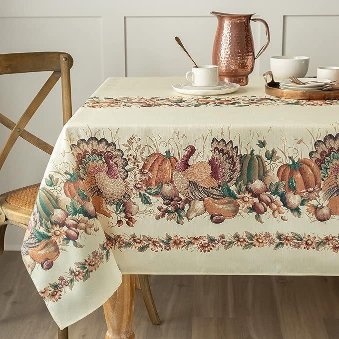 <p><a href="https://www.amazon.com/Benson-Mills-Thanksgiving-Tablecloth-60-Inch/dp/B003V4A6YC/ref=asc_df_B003V4A6YC/?th=1&tag=syn-yahoo-20&ascsubtag=%5Bartid%7C2164.g.44691924%5Bsrc%7Cyahoo-us" rel="nofollow noopener" target="_blank" data-ylk="slk:Shop Now;elm:context_link;itc:0;sec:content-canvas" class="link ">Shop Now</a></p><p>Thanksgiving Printed Tablecloth</p><p>$23.99</p><span class="copyright">Amazon</span>