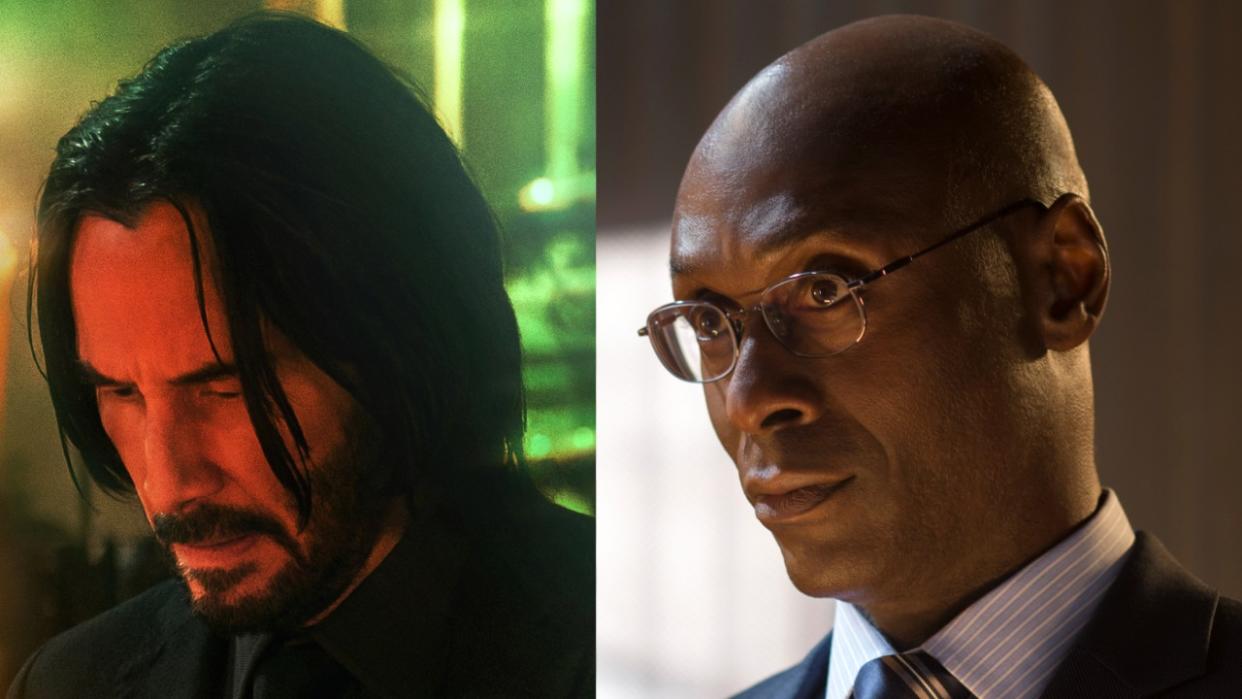  John Wick (Keanu Reeves) in John Wick: Chapter 4 and Charon (Lance Reddick) in John Wick 