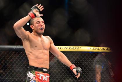 UFC featherweight champion Jose Aldo defeated Chad Mendes Saturday to win his 18th bout in a row. (Jason Silva/USA TODAY Sports)