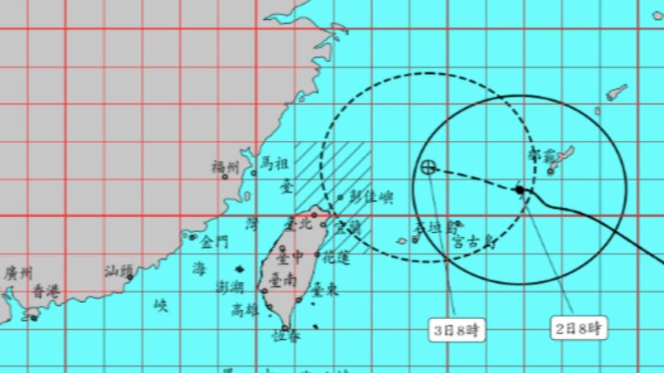 中颱卡努預估路徑。（圖／中央氣象局）