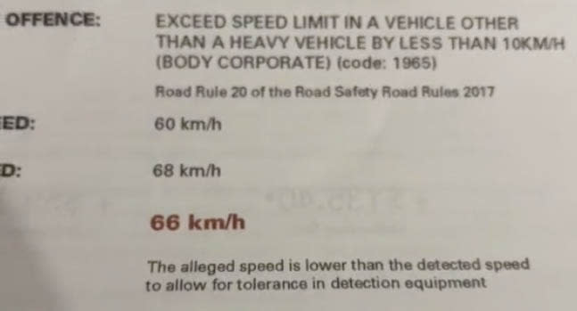 Jane Agirtan was travelling 6km over the speed limit.  Source: TikTok/ Jane Agirtan 