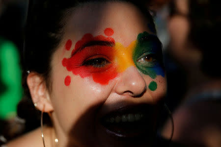 A participant is pictured at a Gay Pride parade in Athens, Greece June 9, 2018. REUTERS/Costas Baltas