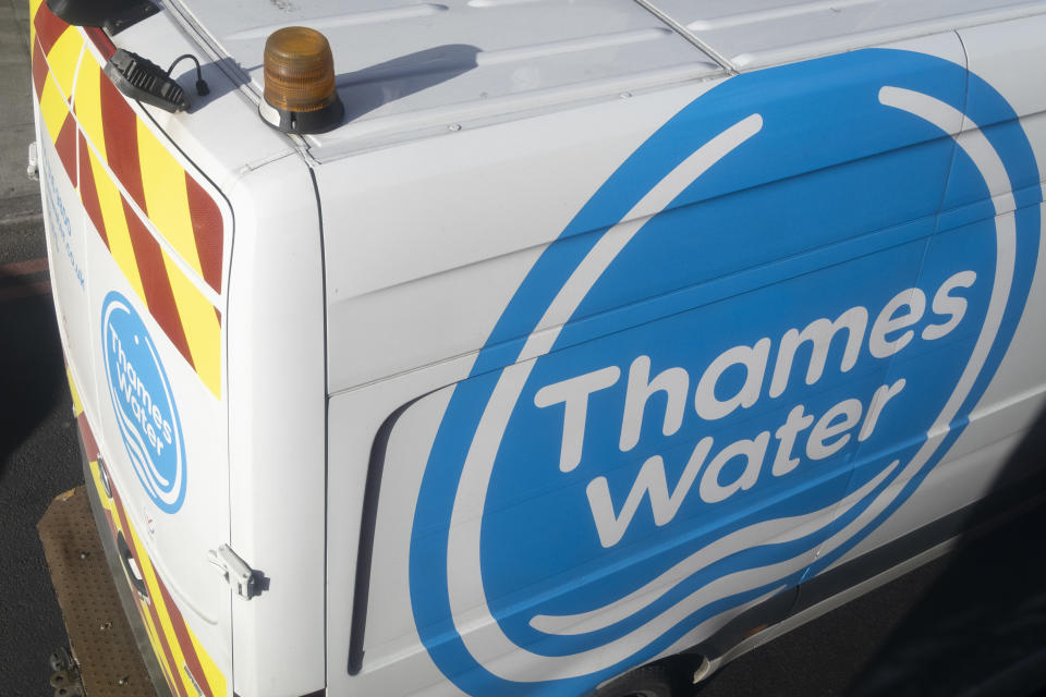 A Thames Water van is seen from an elevated perspective, while stopped at traffic lights in south London, on 31st January 2022, in London, England. (Photo by Richard Baker / In Pictures via Getty Images)