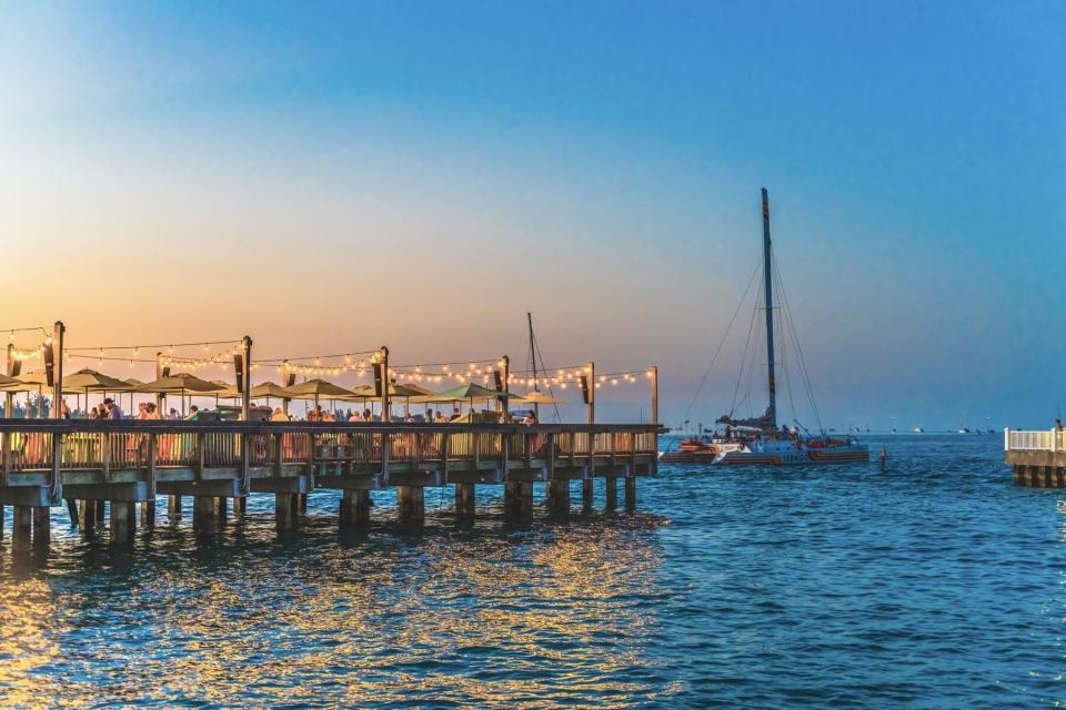 Sunset Mallory Square Dock Sailboat Key West Florida