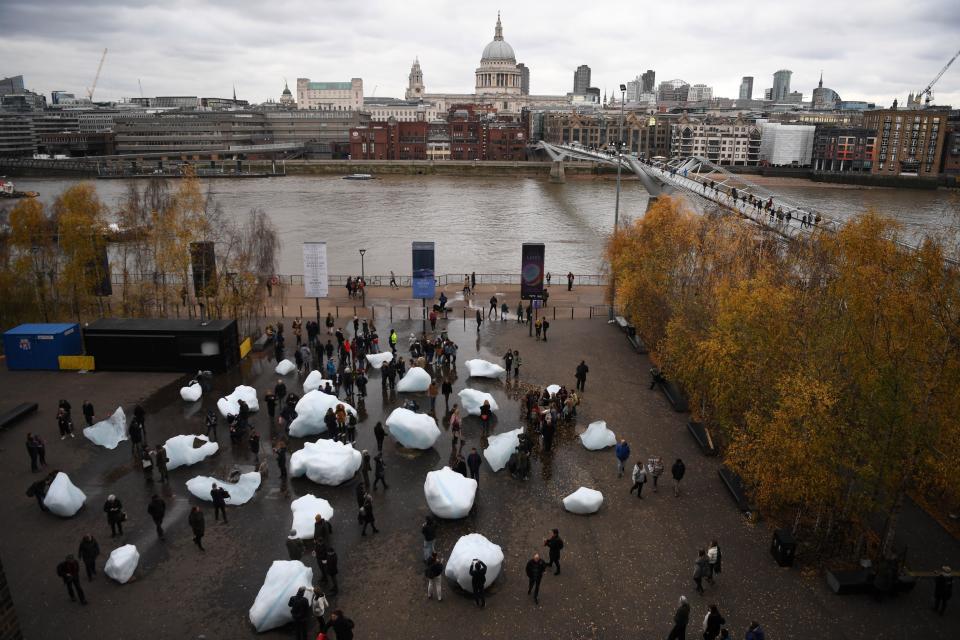 Los bloques de hielo en Londres para crear conciencia sobre el cambio climático