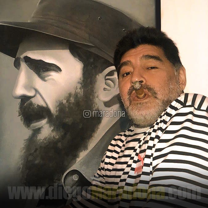 Maradona quiso rendir tributo a su fallecido amigo Fidel Castro.<a href="https://www.instagram.com/maradona/?hl=en" rel="nofollow noopener" target="_blank" data-ylk="slk:Foto: Maradona/Instagram;elm:context_link;itc:0;sec:content-canvas" class="link "> Foto: Maradona/Instagram</a>