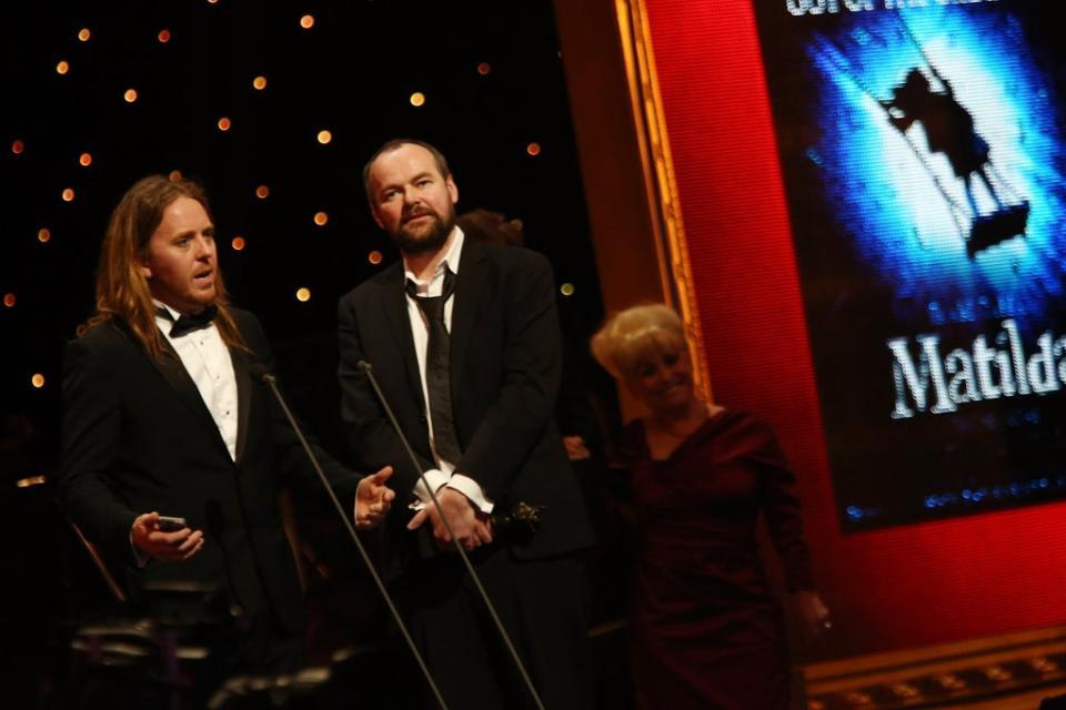 Tim Minchin and Dennis Kelly accept the award for Best Musical at the 2012 Oliviers (Getty Images)