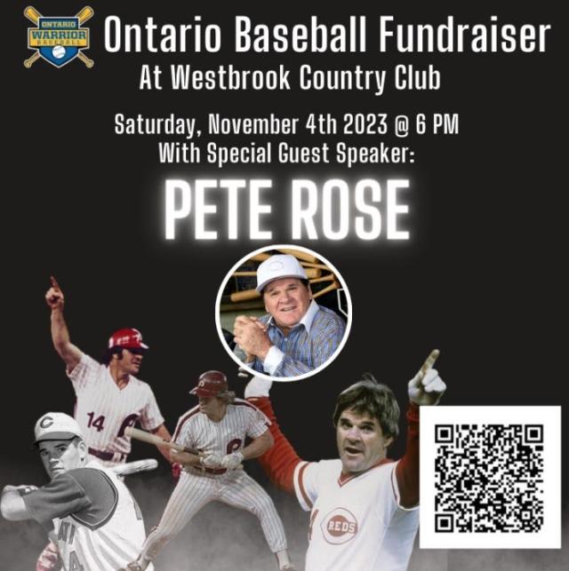 Pete Rose coming to Westbrook CC for Ontario fundraiser