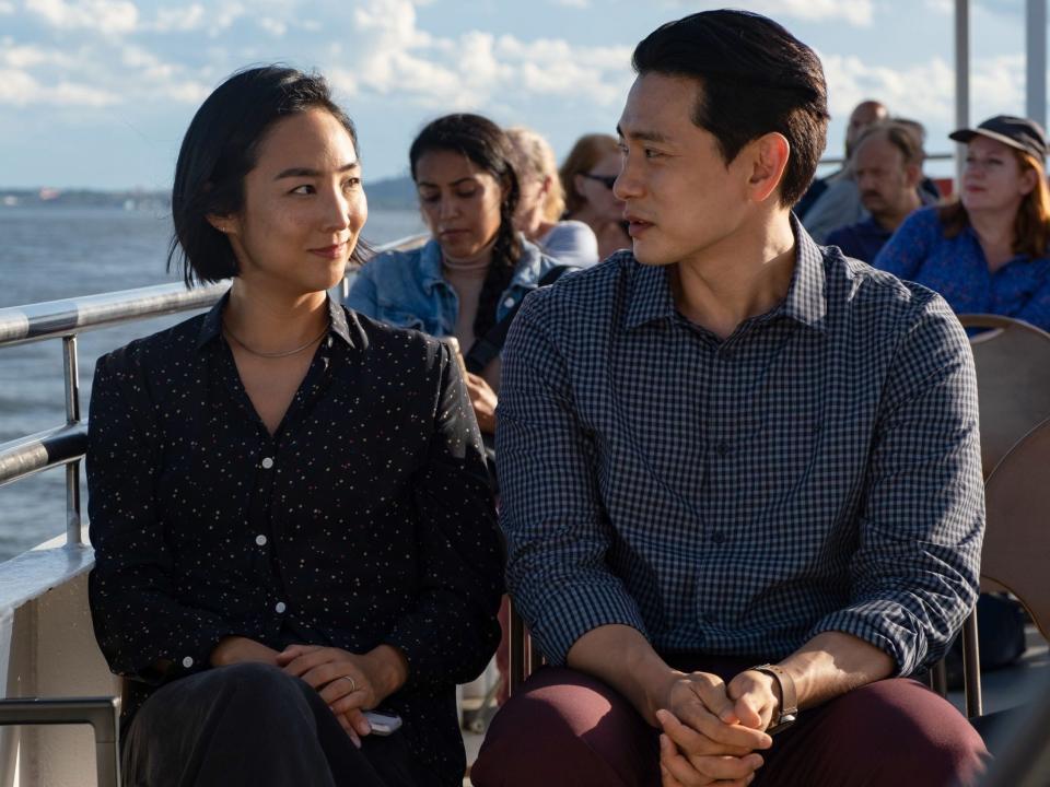 Past Lives, two people sitting on a boat