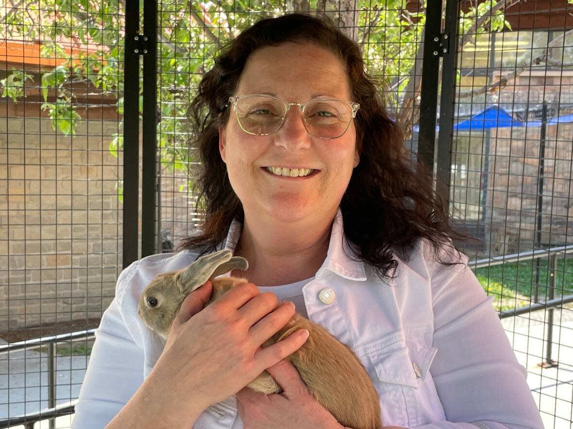 Esther Attard, director of Toronto Animal Services, says the new measures will update the city's municipal code as it applies to animals, particularly fast-breeding pets like this rabbit at the TAS shelter on Progress Avenue in Scarborough.   (Sue Goodspeed/CBC - image credit)