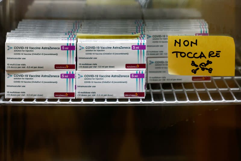 FILE PHOTO: Vaccinations are carried out as Italy sees surge in COVID-19 infections, in Rome