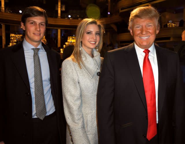 NEW YORK, NY – MARCH 09: Jared Kushner, Ivanka Trump and Donald Trump attend the COMEDY CENTRAL Roast of Donald Trump at the Hammerstein Ballroom on March 9, 2011 in New York City. (Photo by Jeff Kravitz/FilmMagic)