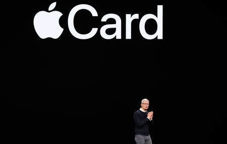 Tim Cook, CEO of Apple, speaks during an Apple special event at the Steve Jobs Theater in Cupertino, California, U.S., March 25, 2019. REUTERS/Stephen Lam