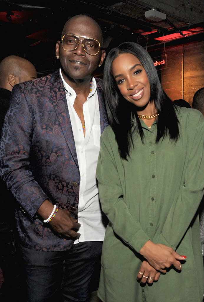 Musician Randy Jackson (L) and singer Kelly Rowland attend Delta Air Lines Toasts GRAMMY Weekend with “Sites and Sounds,” A Private Performance and Interactive Evening with GRAMMY Nominated Artist Leon Bridges, at NeueHouse Hollywood on February 12, 2016 in Los Angeles, California. Photo by Angela Weiss/Getty Images for Delta Air