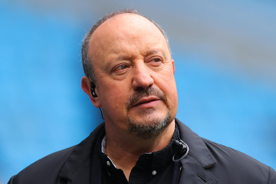 MANCHESTER, ENGLAND - MARCH 04: Pundit Rafael Benitez during the Premier League match between Manchester City and Newcastle United at Etihad Stadium on March 04, 2023 in Manchester, England. (Photo by James Gill - Danehouse/Getty Images)