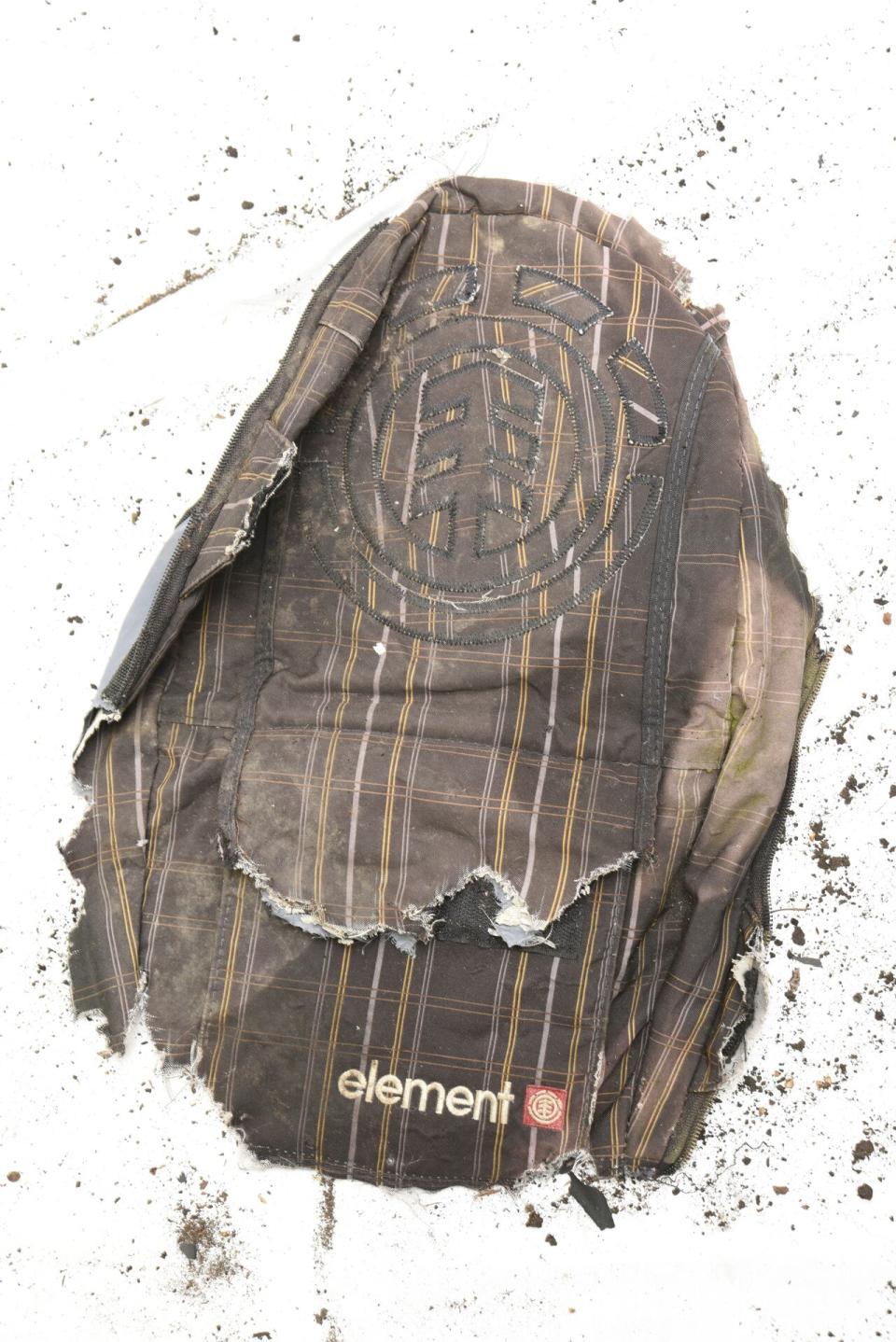 This backpack was found at the makeshift campsite where the human remains were found.