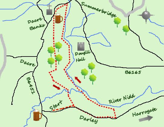 Darlington and Stockton Times: Dacre and River Nidd walk route