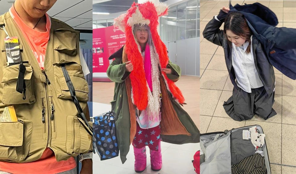 If you want to save money when flying, Xiaohongshu has a strange trick: wear 40 pounds of luggage on your body!  (Xiaohongshu)