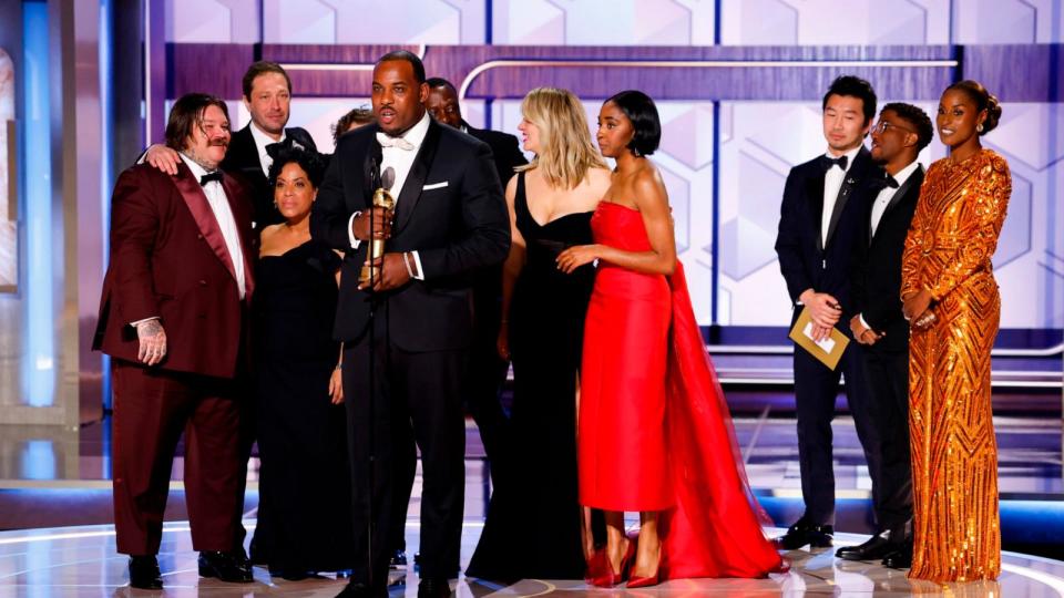 PHOTO: The cast of The Bear at the 81st Annual Golden Globe Awards, airing live from the Beverly Hilton in Beverly Hills, Jan. 7, 2024. (Sonja Flemming/CBS)