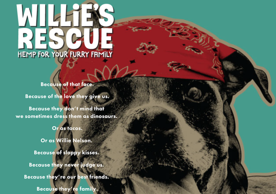 willies rescue cbd pets dog hemp Willie Nelson launches CBD product line for pets