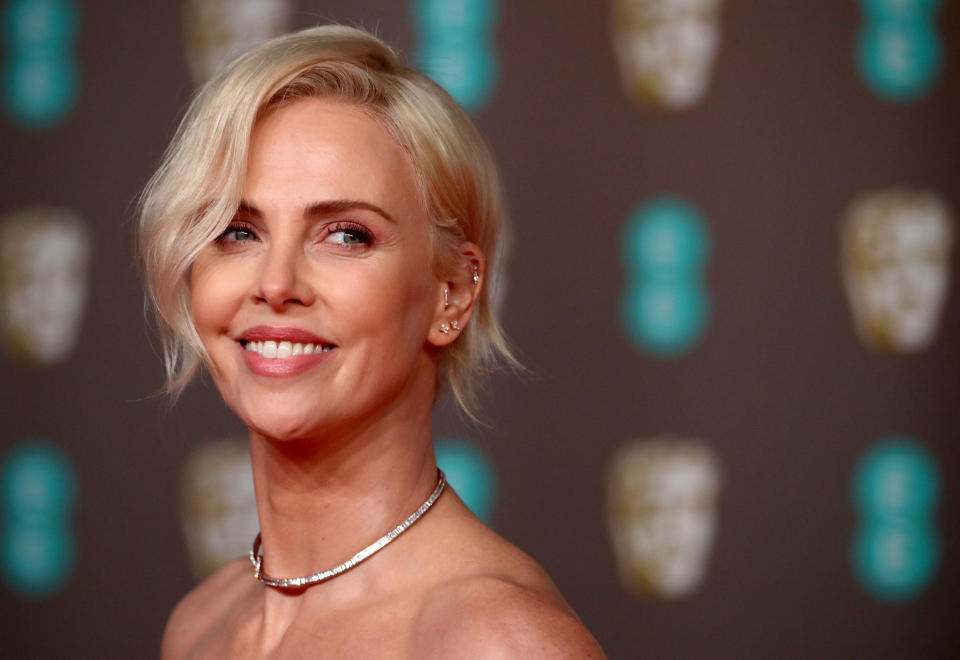 LONDON, ENGLAND - FEBRUARY 02: Charlize Theron attends the EE British Academy Film Awards 2020 at Royal Albert Hall on February 02, 2020 in London, England. (Photo by Mike Marsland/WireImage )