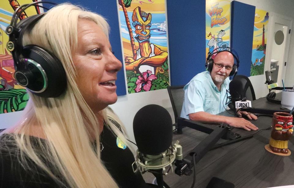 Jeep Beach founder Charlene Greer and her husband, Kurt, broadcast on the air from the Daytona Beach studios of Jeep Beach Radio, one of numerous spin-offs from the successful 10-day Jeep beach celebration that's now in its 21st year.