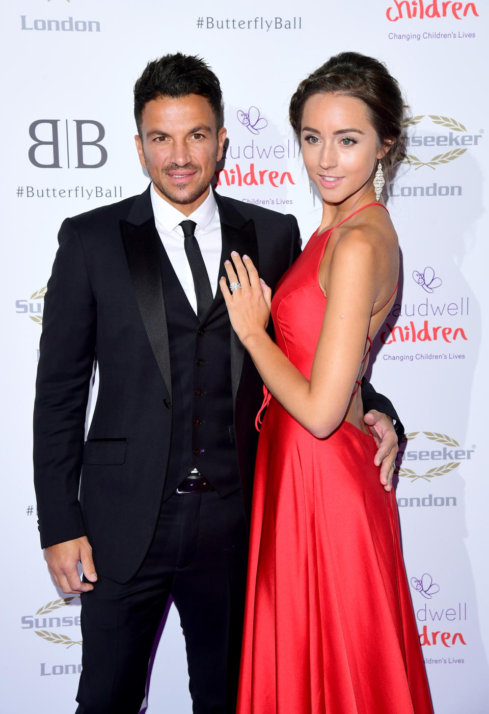 Peter Andre and Emily MacDonagh attending the Butterfly Ball Charity fundraiser held at the Grosvenor House Hotel London. (Photo by Ian West/PA Images via Getty Images)