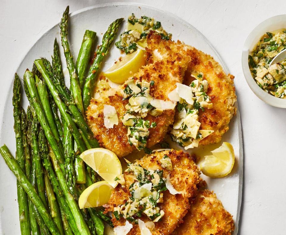 Easy chicken recipes - Crispy Chicken Cutlets With Artichoke Dressing