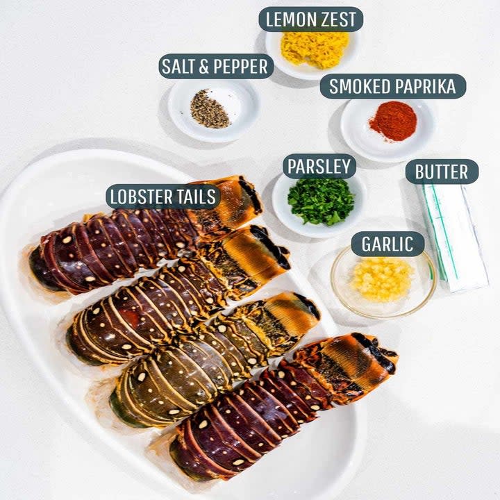 Ingredients for air fryer lobster tails.