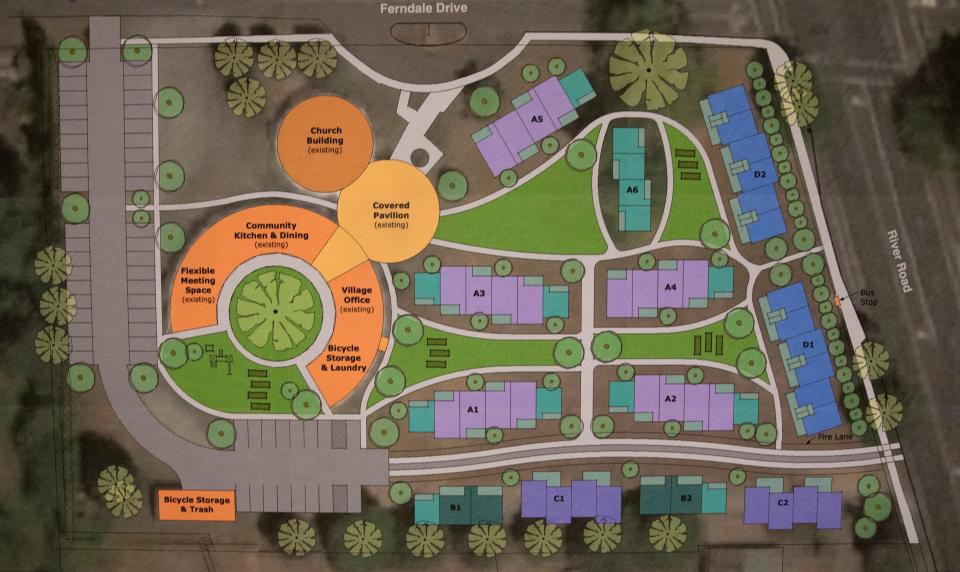 A site map of Peace Village Co-op in Eugene.