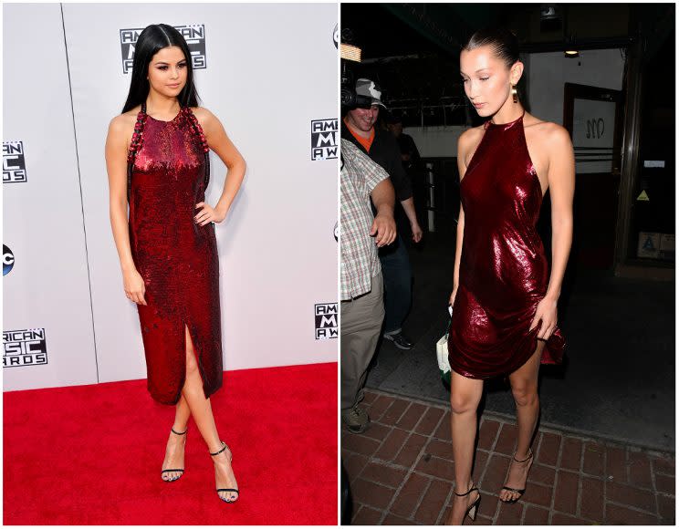 Did Bella channel Selena with her red sequined halter dress? <em>(Photo left: Getty; right: Splash) </em>