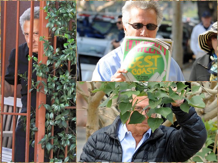 Dustin Hoffman knows how to save face. (FameFlynet Pictures/Splash News)