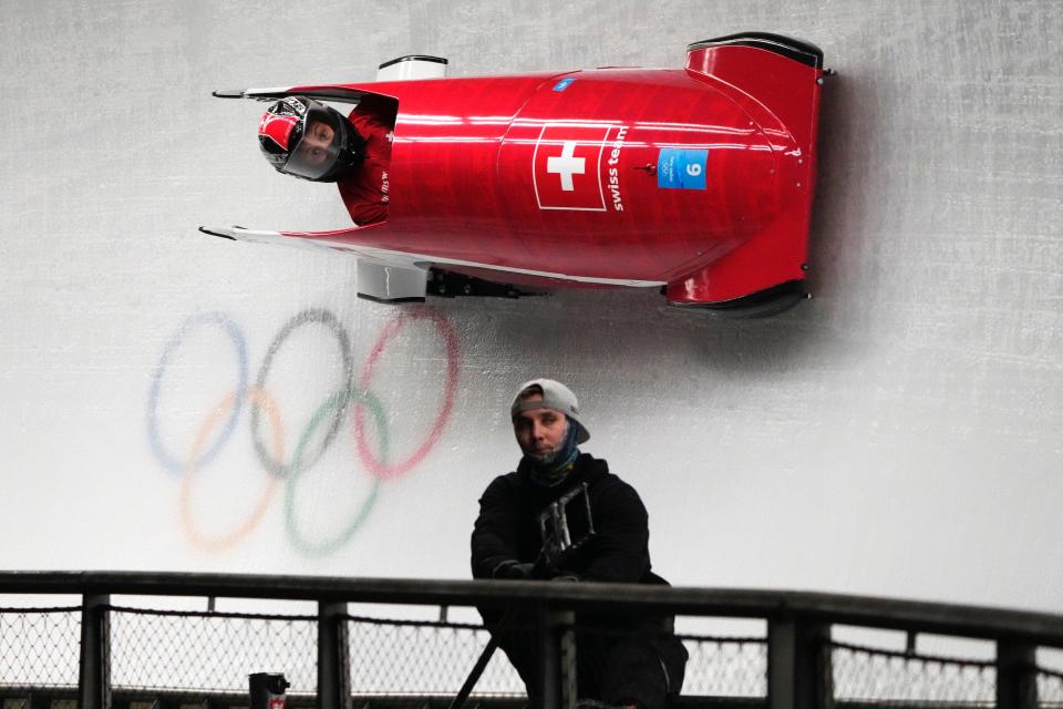 Bobsleigh track at the 2022 Beijing Olympics.