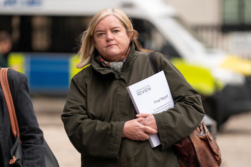 Casey arrives for the media briefing of her review into the standards of behaviour and internal culture of the Metropolitan Police Service